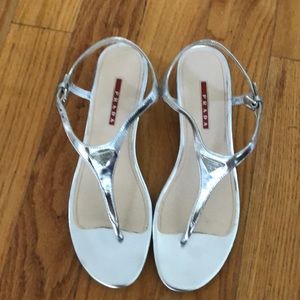 Silver Prada Sandals
